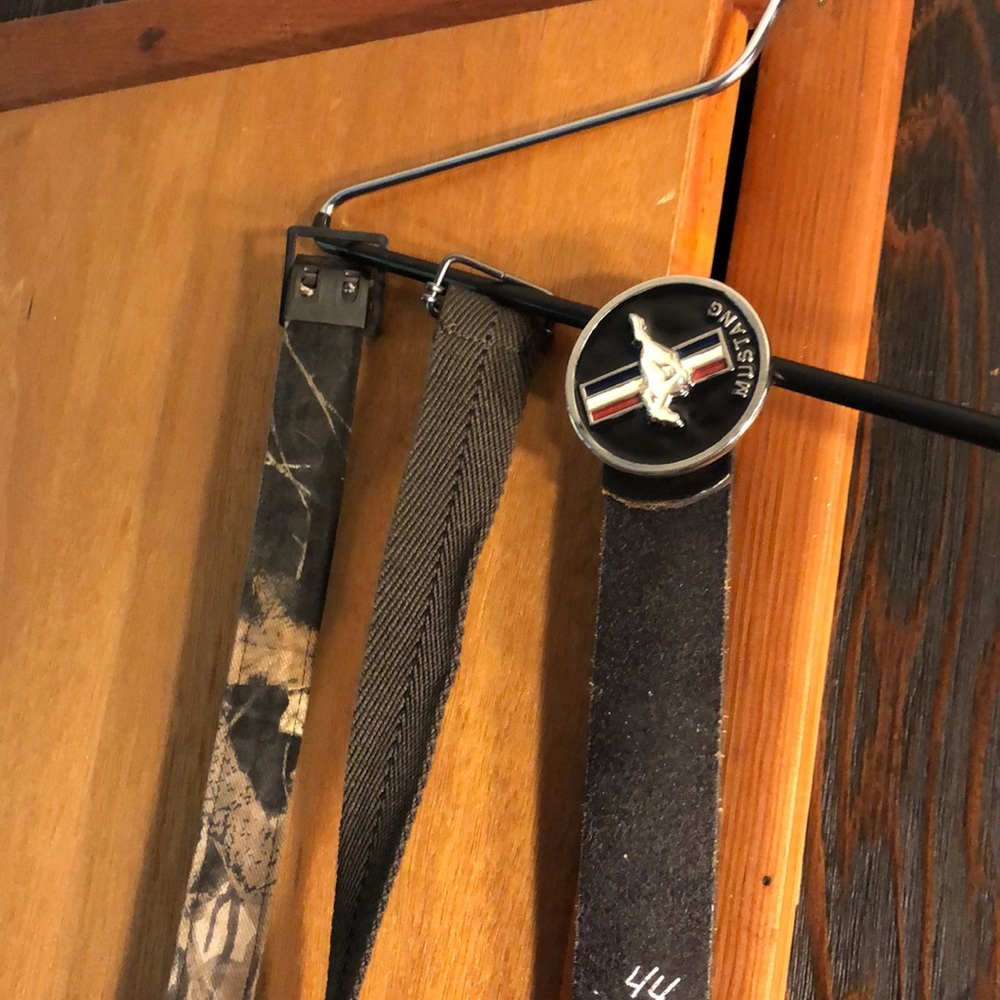 3 belts!  Ford Mustang black genuine leather belt,  and 2 utility OS belts.